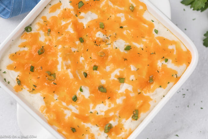 casserole dish with cheesy potatoes