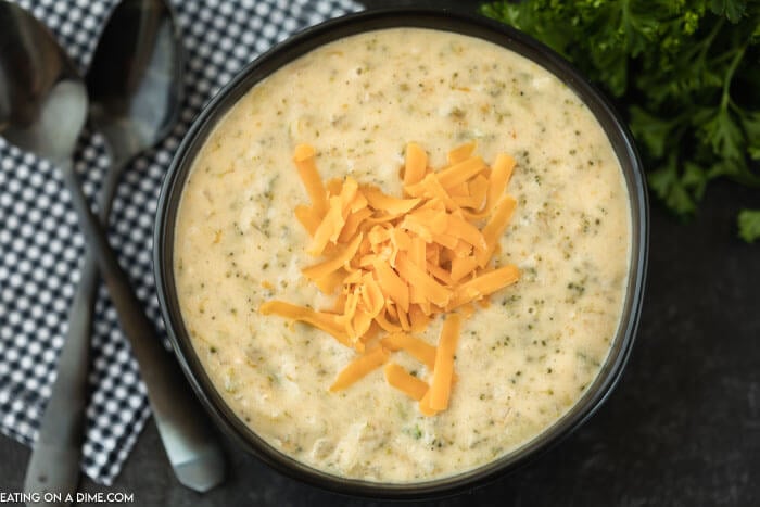 broccoli cheese soup in bowl