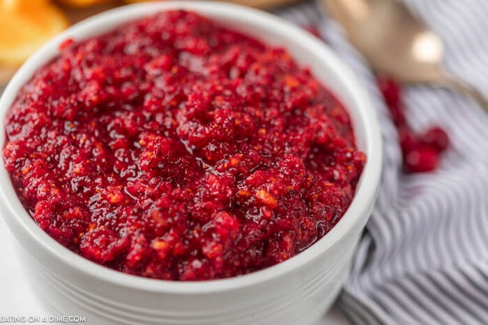 Close up image cranberry relish in bowl