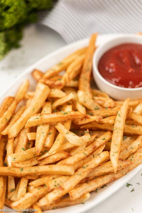 plate of french fries with ketchup