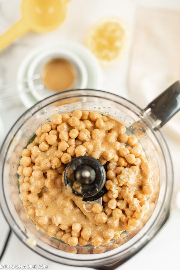 chickpeas in food processor. 
