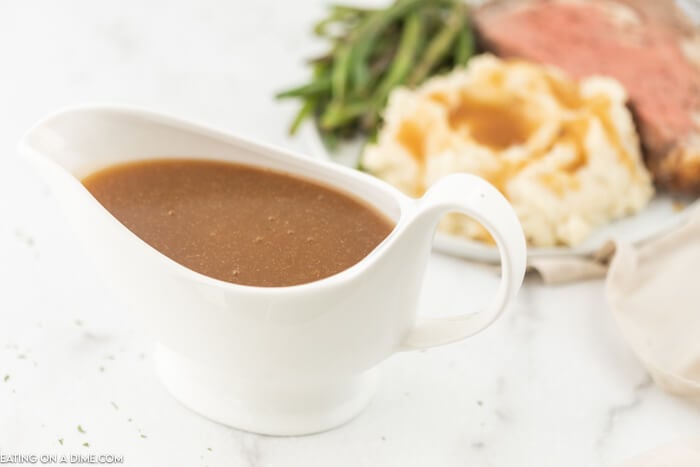 gravy boat holding gravy 