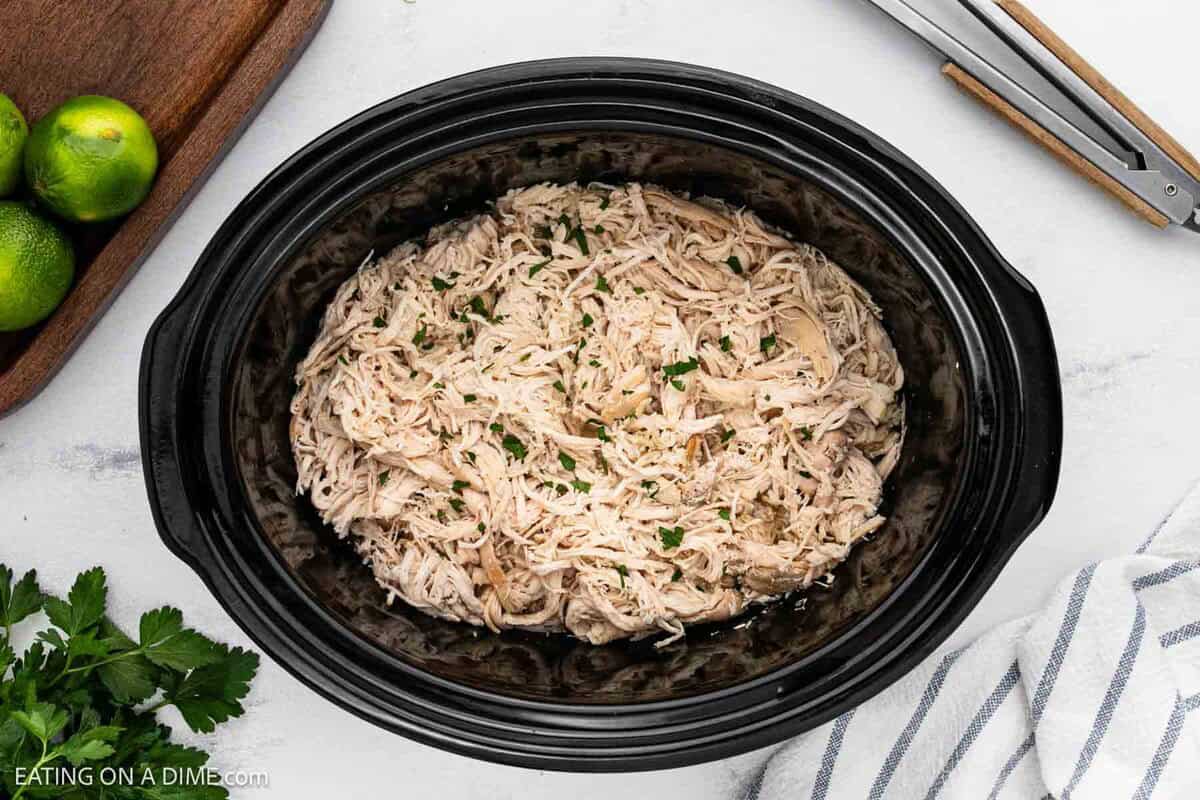 Shredded Chicken in the crock pot.