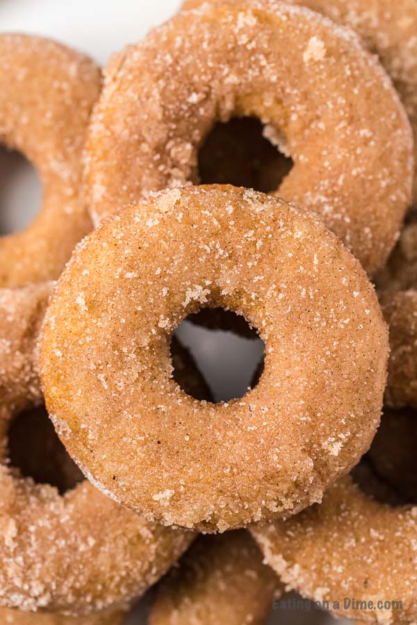 Close up of these Apple Cider Baked Donuts 