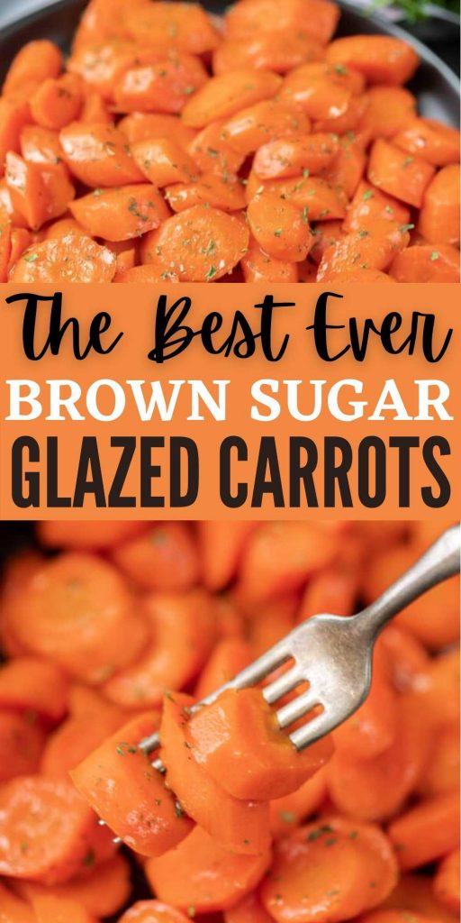 Brown sugar glazed carrots are a classic and easy side dish recipe that you can make on the stove with a few simple ingredients and in no time at all!  This simple glazed carrots recipe is perfect for the holidays or any weeknight dinner! #eatingonadime #carrtosrecipes #sidedishrecipes #holidayrecipes 
