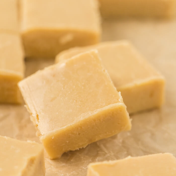 Close up of pieces of the caramel fudge 