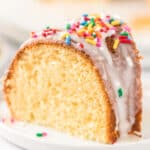 Sliced Melted ice cream cake on plate.