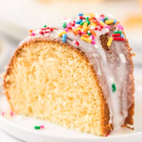 Sliced Melted ice cream cake on plate.