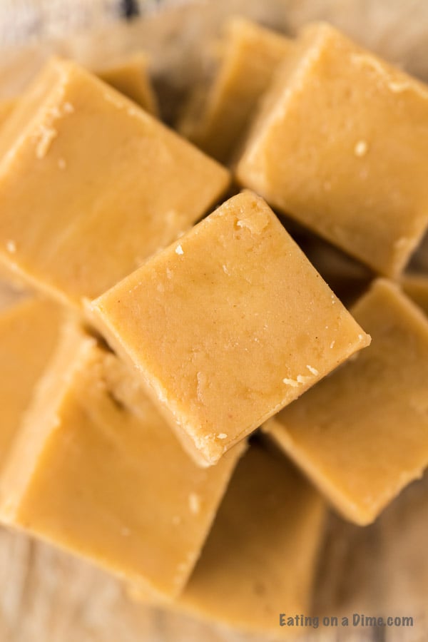 Close up image of peanut butter fudge. 