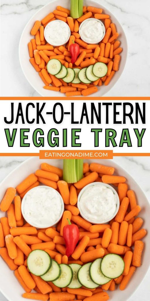 Jack o lantern veggie tray - festive Halloween veggie tray