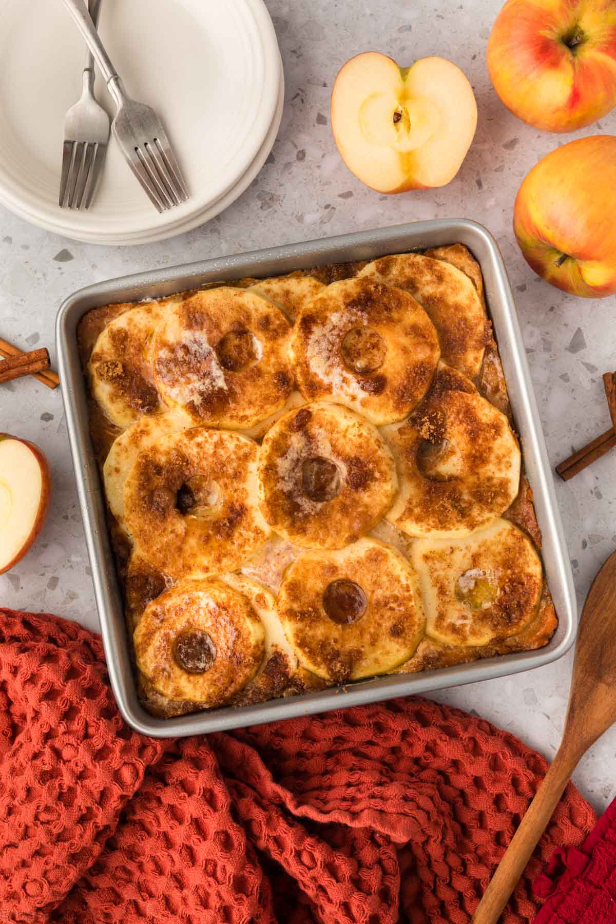 Sweet potato and apple casserole in a baking dish