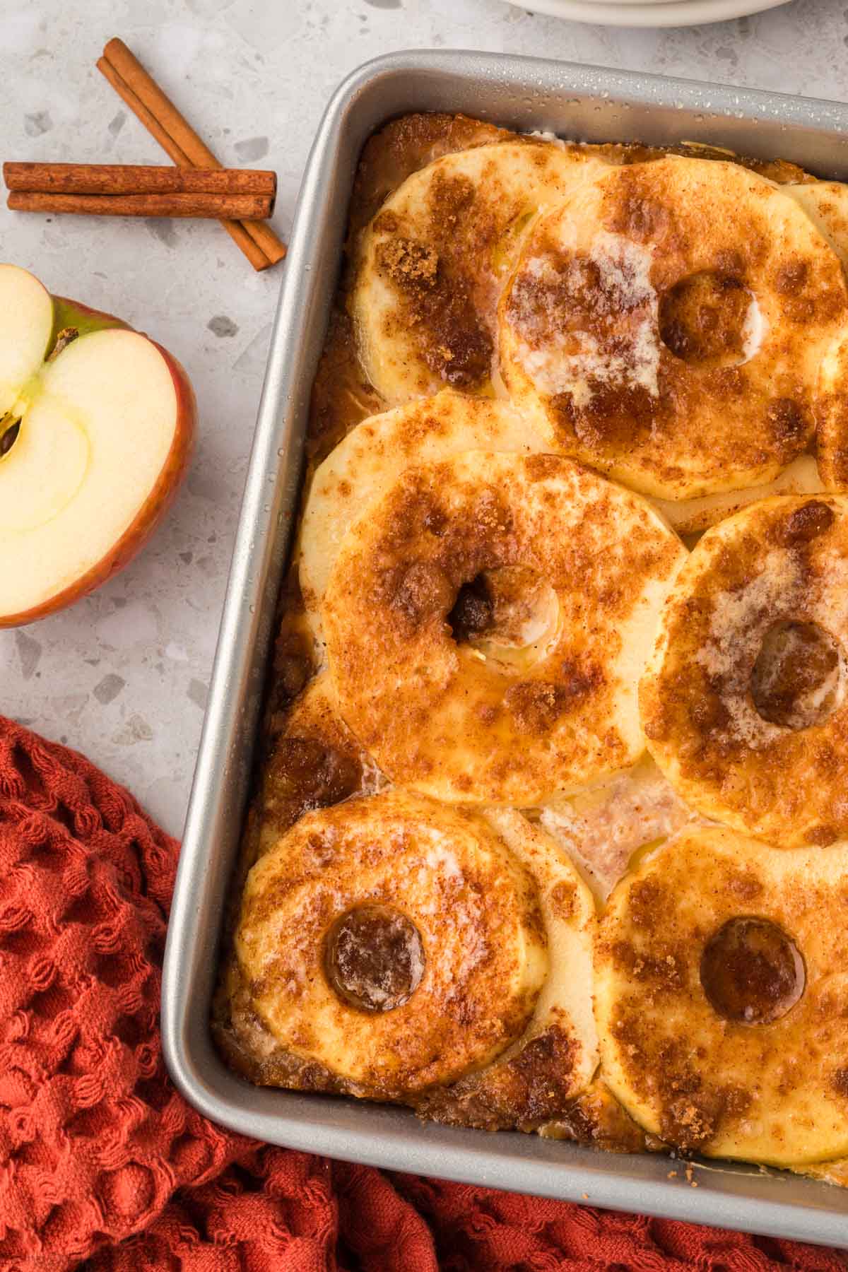 Sweet potato and apple casserole in a baking dish