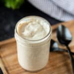 A jar of homemade cream of chicken soup.