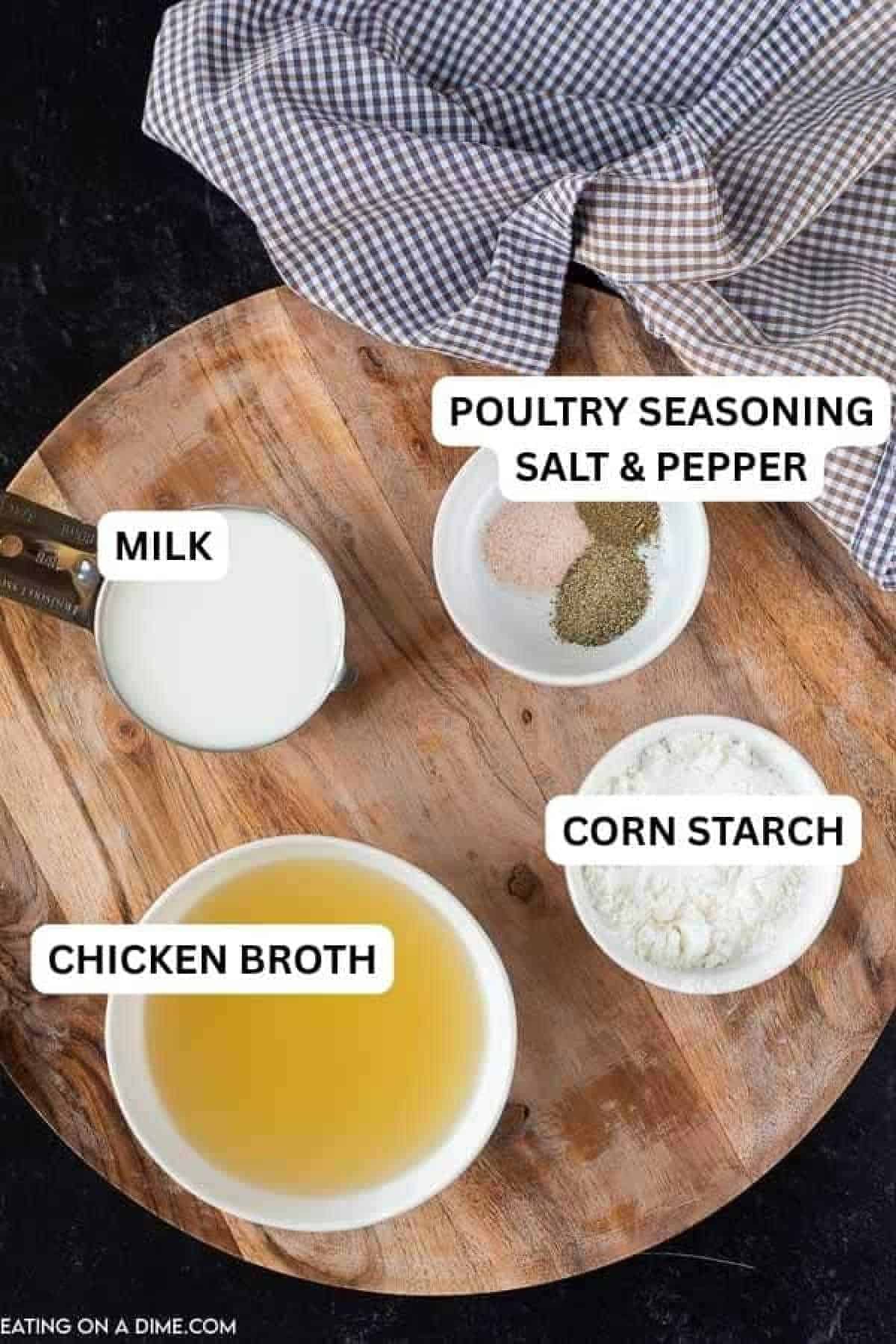 Learn how to make gluten free cream of chicken soup recipe. This gluten free cream soup base is so simple. Gluten free substitute for cream of chicken soup. Ingredients for recipe: Poultry Seasoning, salt, pepper, milk, cornstarch and chicken broth.