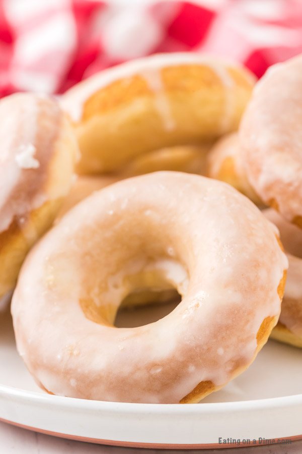 Close up image of glazed donuts.