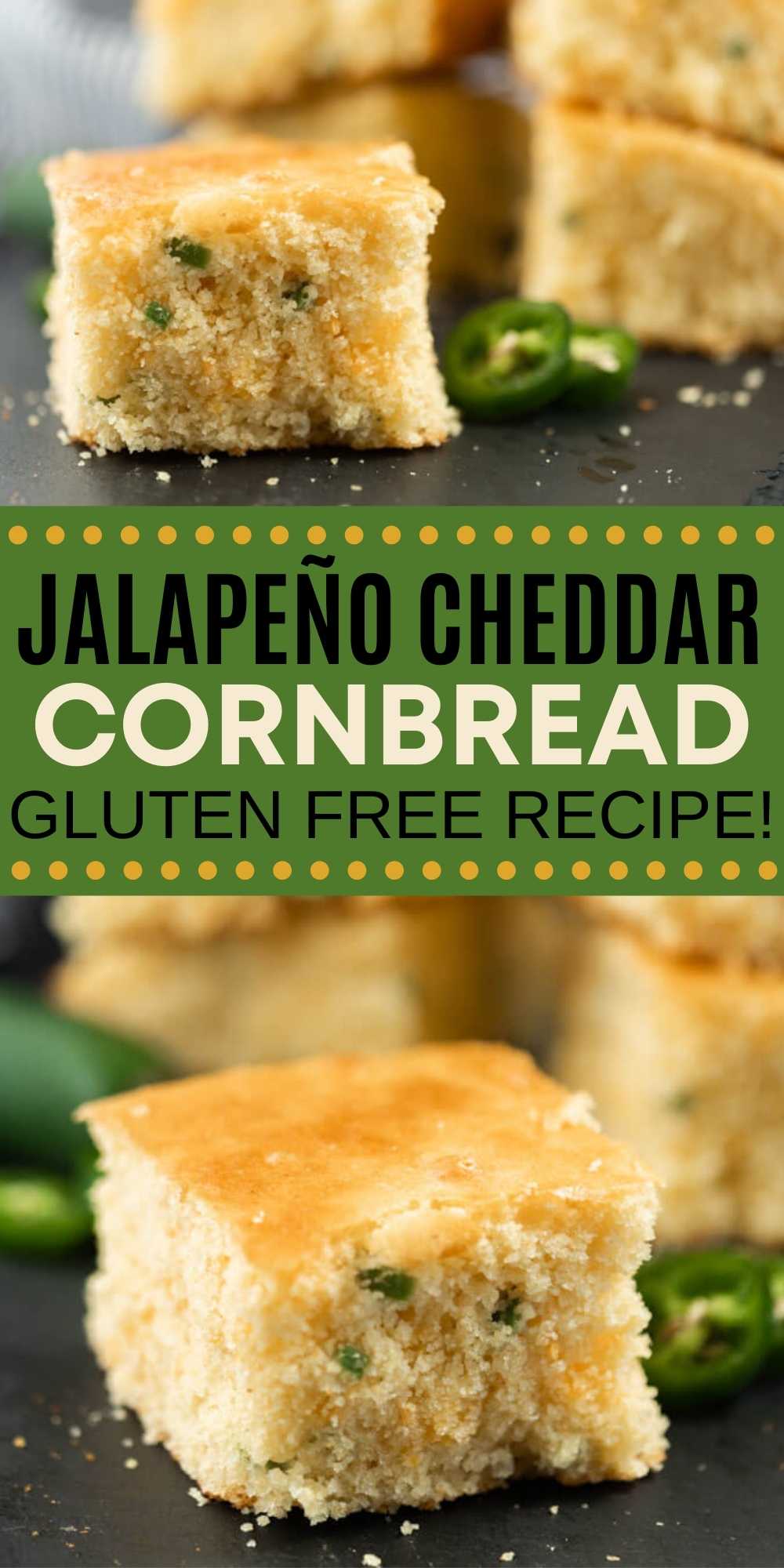 Give this Gluten Free Jalapeño Cheddar Cornbread recipe a try! You will never miss the gluten and it tastes amazing! Even better, it's so simple to make from scratch! Everyone will love this easy gluten free cornbread recipe.  #eatingonadime #cornbreadrecipes #glutenfreerecipes #sidedishrecipes 
