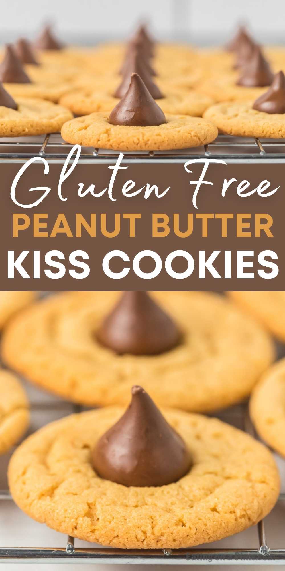 This easy to make gluten free Peanut Butter Kiss Cookies Recipe is creamy and delicious. You will love this easy to make Hershey Kiss Cookie Recipe and won't miss the gluten at all in this easy cookie recipe! #eatingonadime #glutenfreerecipes #cookierecipes #christmasrecipes #dessertrecipes 
