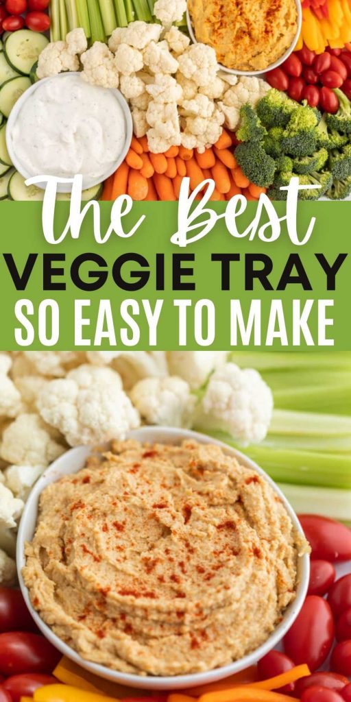 Learn how to make a vegetable tray using fresh veggies and delicious dips for your next party, snack or appetizer in less than 20 minutes! Check out how to make a veggie tray.  This homemade veggie tray is easy to make and save so much money!  #eatingonadime #snackideas #appetizerideas #veggietray 