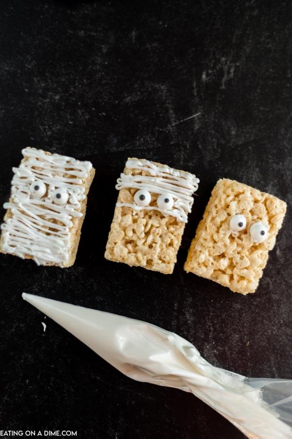 photo of mummy rice krispies being decorated