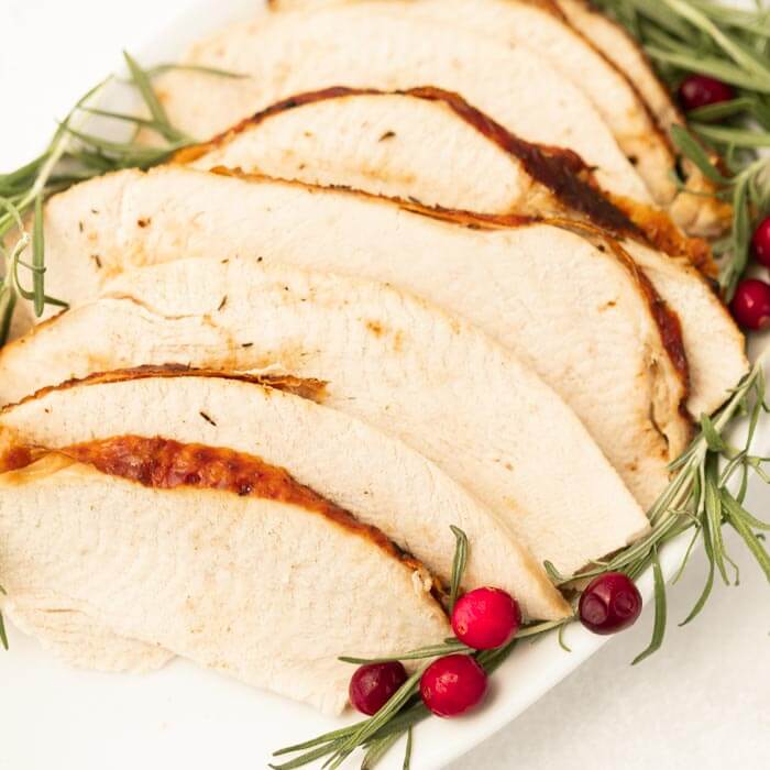 sliced turkey on a platter