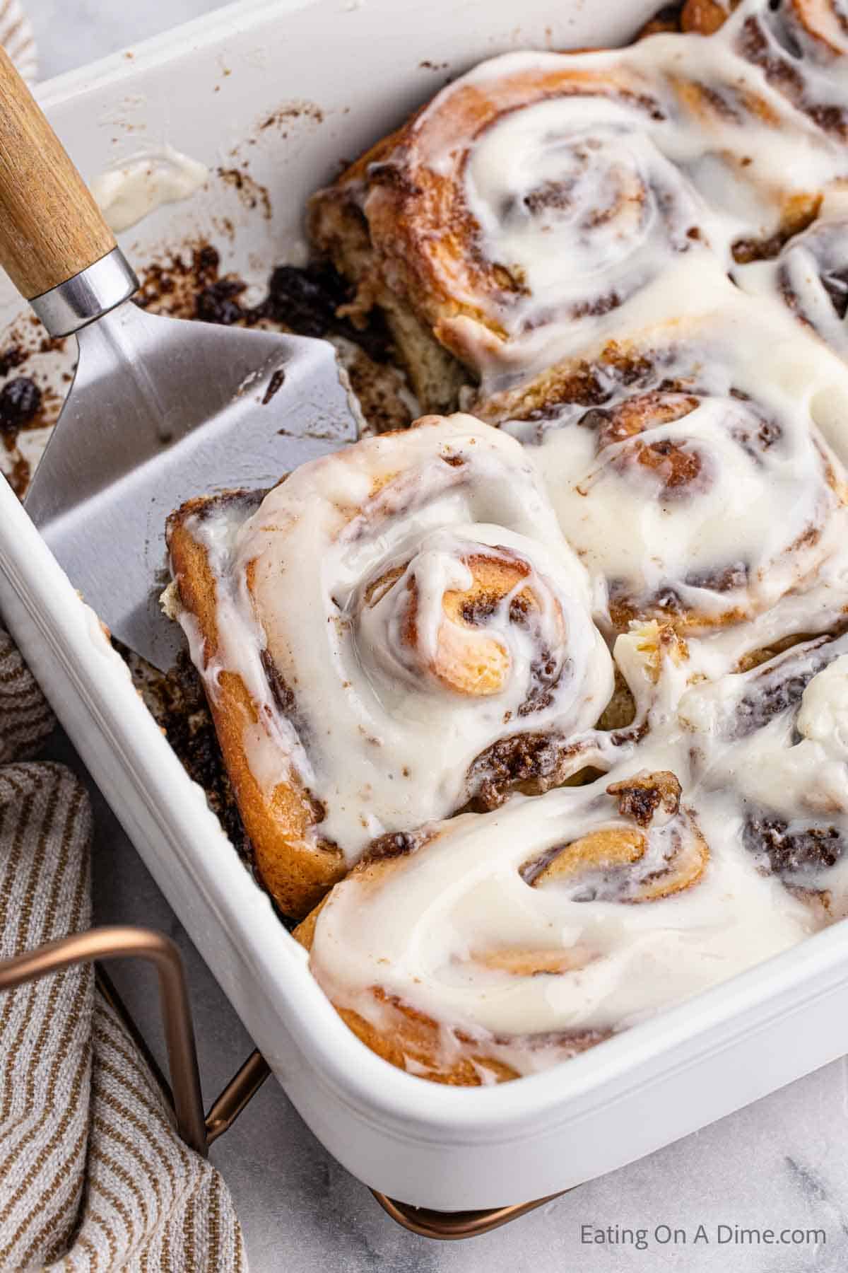 Homemade Cinnamon Rolls in a casserole dish