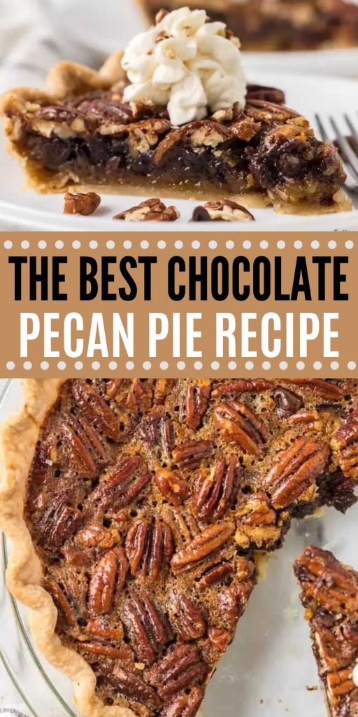 Everyone will love this easy Chocolate Pecan Pie Recipe! This pie is the perfect twist on your traditional Pecan Pie and it is easy to make too! This is the best ever Southern Chocolate Pecan Pie.  #eatingonadime #pierecipes #holidayrecipes #dessertrecipes 
