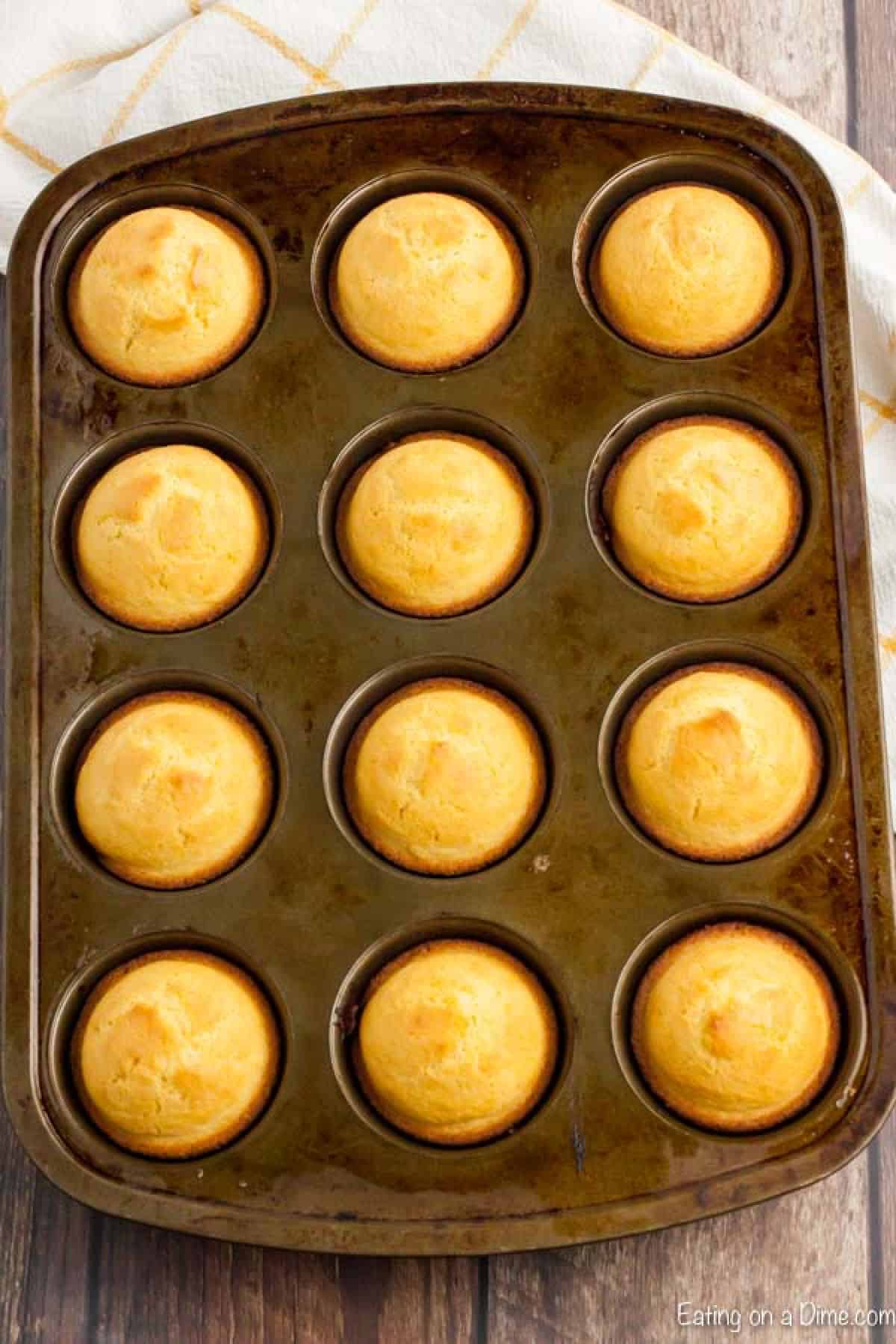 Cornbread Muffins are just so easy to make and much better than those store bought mixes. This cornbread muffin recipe is delicious and a family favorite. corn muffins in muffin pan