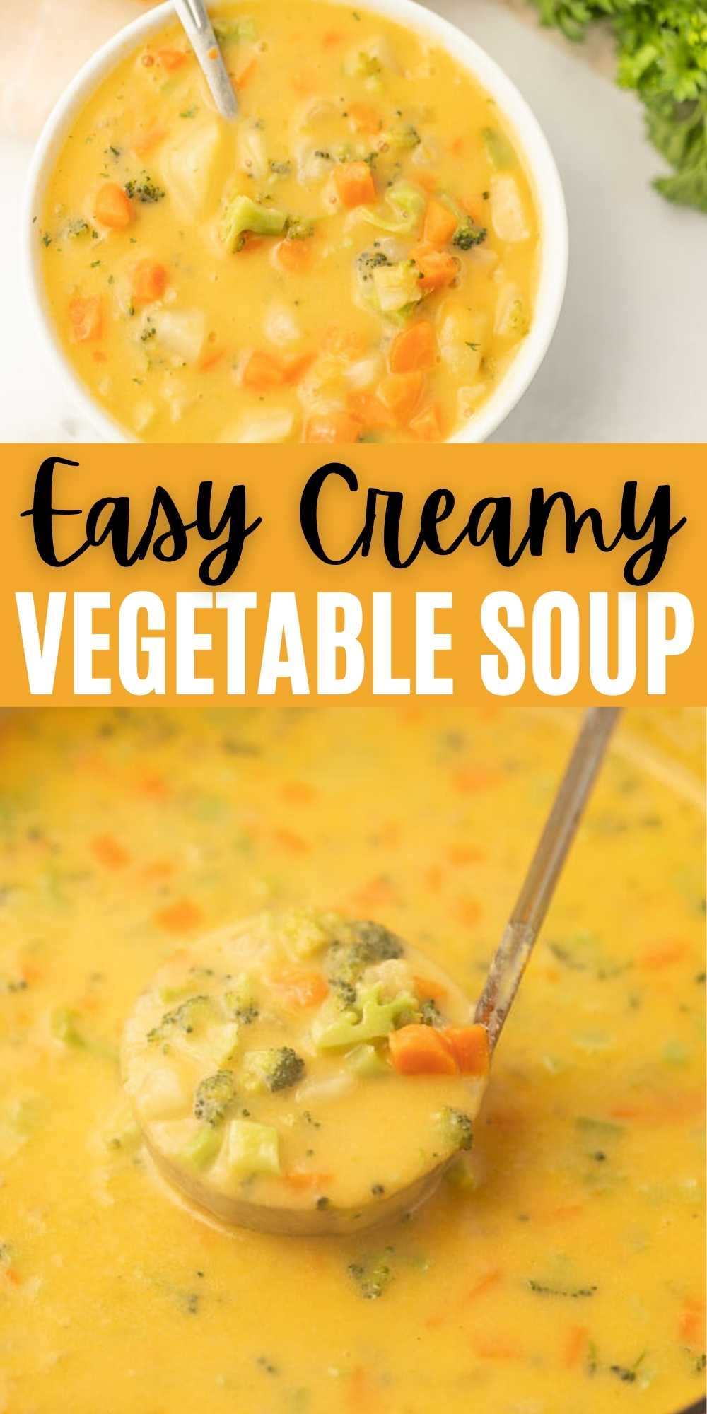 If you love traditional veggie soup, you will go crazy over Creamy Vegetable Soup Recipe. This Easy Creamy Vegetable Soup comes together in just minutes with any easy one pot recipe.  This soup is easy, packed with veggies and healthy too! #eatingonadime #souprecipes #onepotrecipes 
