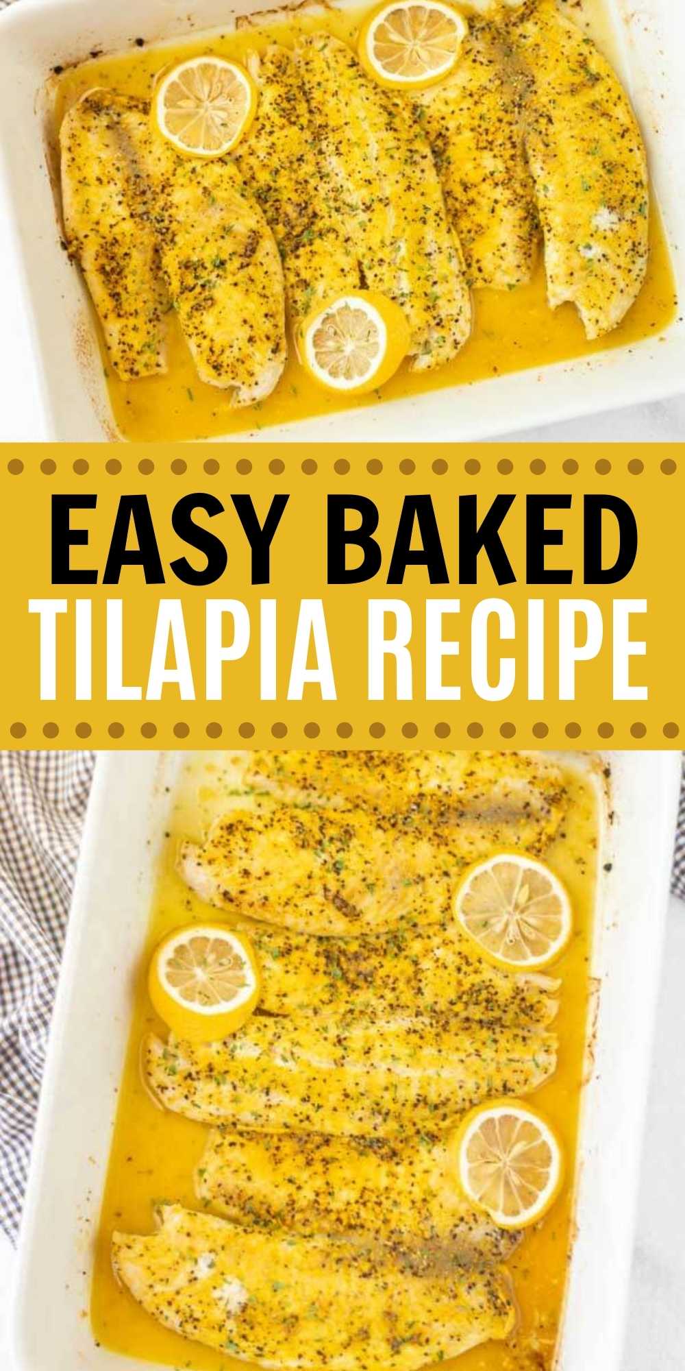 Make this easy baked tilapia in under 20 minutes! It is really a very quick dinner idea that is packed with flavor and budget friendly. Plus this is a healthy dinner ideas and easy instructions on how to make tilapia in the oven with only 2 ingredients! #eatingonadime #seafoodrecipes #fishrecipes #tilapiarecipes #bakedrecipes 
