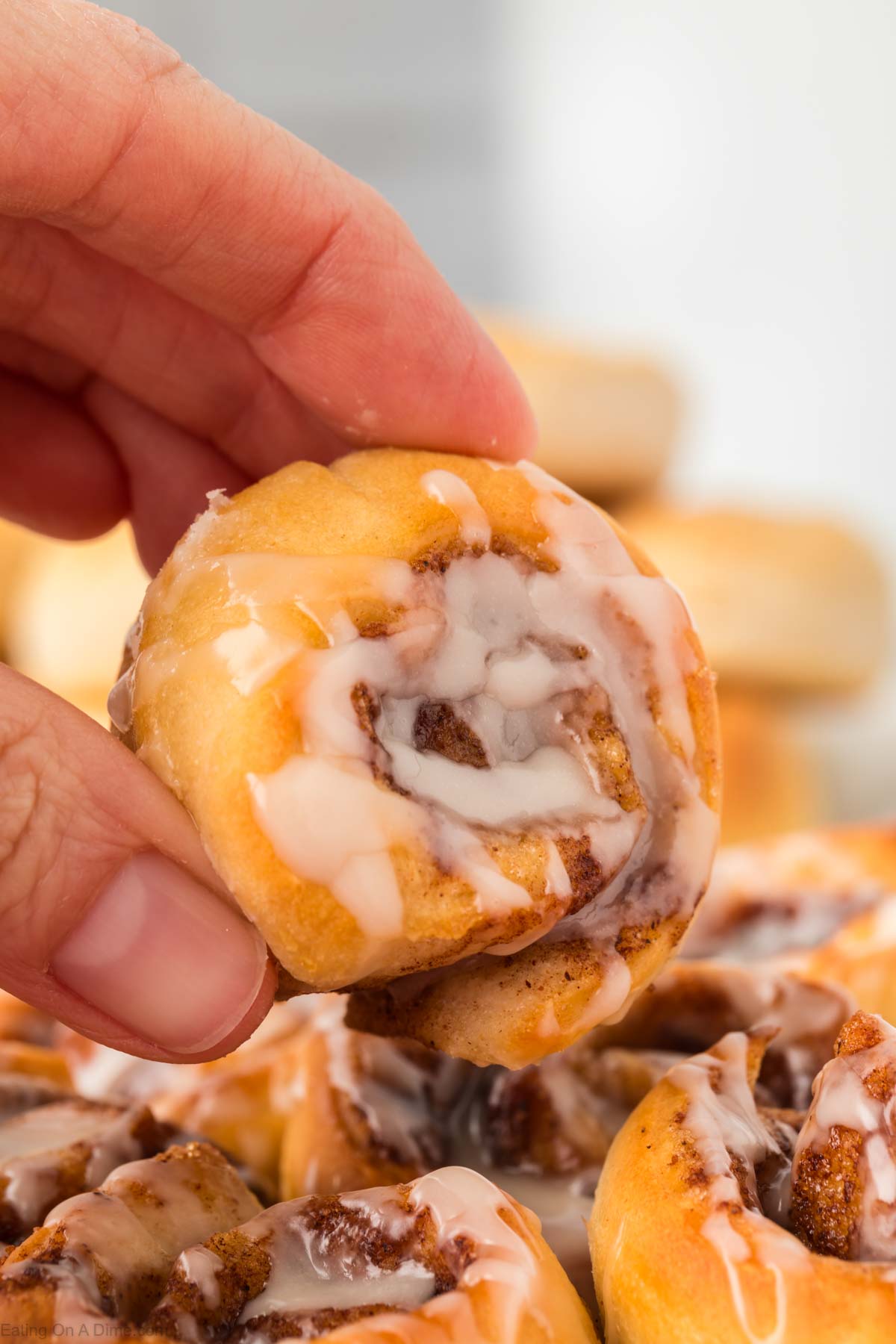 Close up image of mini cinnamon rolls