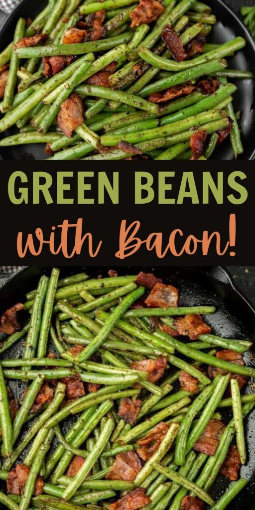 Make green beans with bacon for a savory and delicious side dish. With just a four ingredients, this recipe is simple but loaded with flavor. This easy stovetop side dish vegetable recipe is delicious and easy to make in minutes too! #eatingonadime #vegetablerecipes #sidedishrecipes #baconrecipes 
