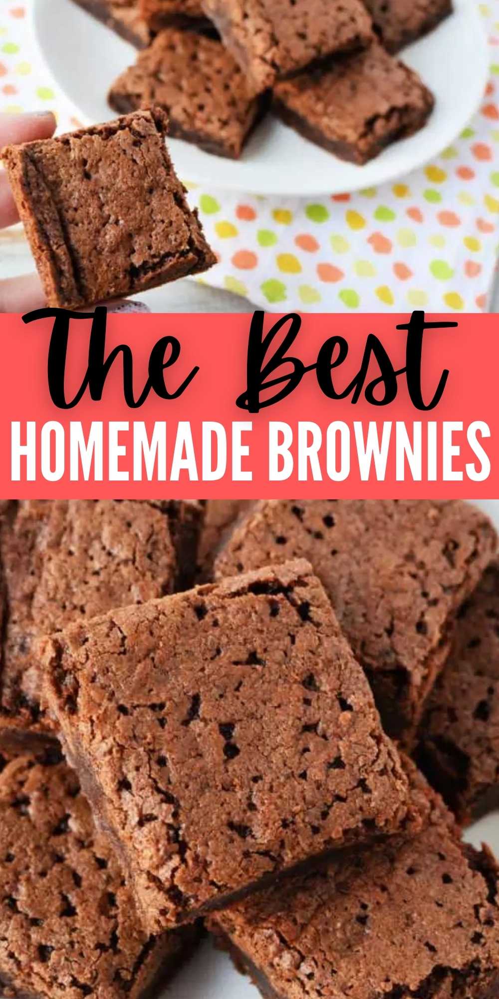 Learn how to make Homemade Brownies from scratch for a quick dessert any day of the week. This fudgy brownie recipe is so yummy and budget friendly. These homemade brownies are delicious and easy to make too with cocoa powder!  #eatingonadime #dessertrecipes #brownies #chocolate 
