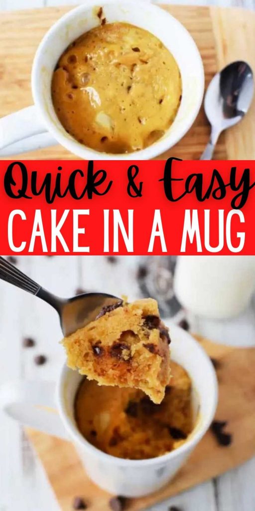 Learn how to make a mug cake from scratch and have a delicious dessert in 1 minute. You can enjoy a single serve dessert quickly with this amazing mug cake recipe that is super easy to make in a microwave! #eatingonadime #mugcake #cakerecipes #easydesserts 
