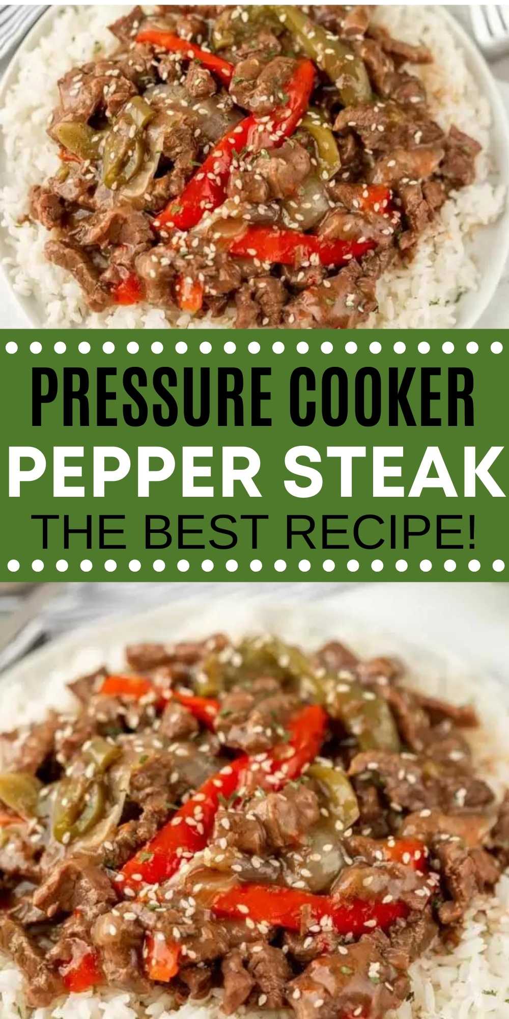 You don't need take out with this easy Instant Pot Pepper Steak. This Chinese pepper steak recipe is bursting with flavor and so simple to make in an electric pressure cooker! #eatingonadime #instantpotrecipes #beefrecipes #chineserecipes 
