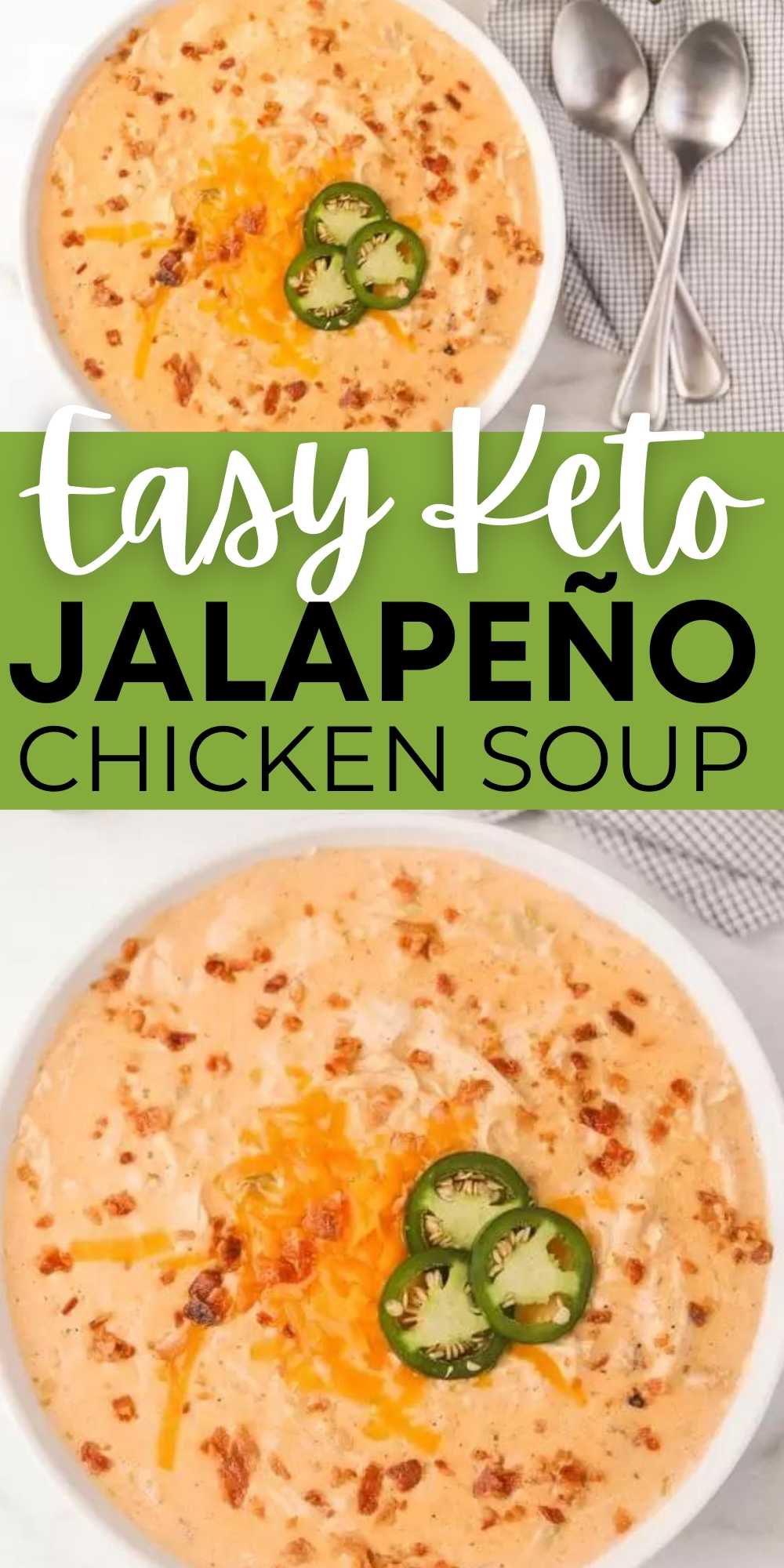 You are going to love this Keto Jalapeño Popper Chicken Soup Recipe in the instant pot or crockpot. It is low carb and is a crowd pleaser! This jalapeño popper chicken soup is easy to make and packed with tons of flavor too!  #eatingonadime #ketorecipes #lowcarbrecipes #souprecipes 

