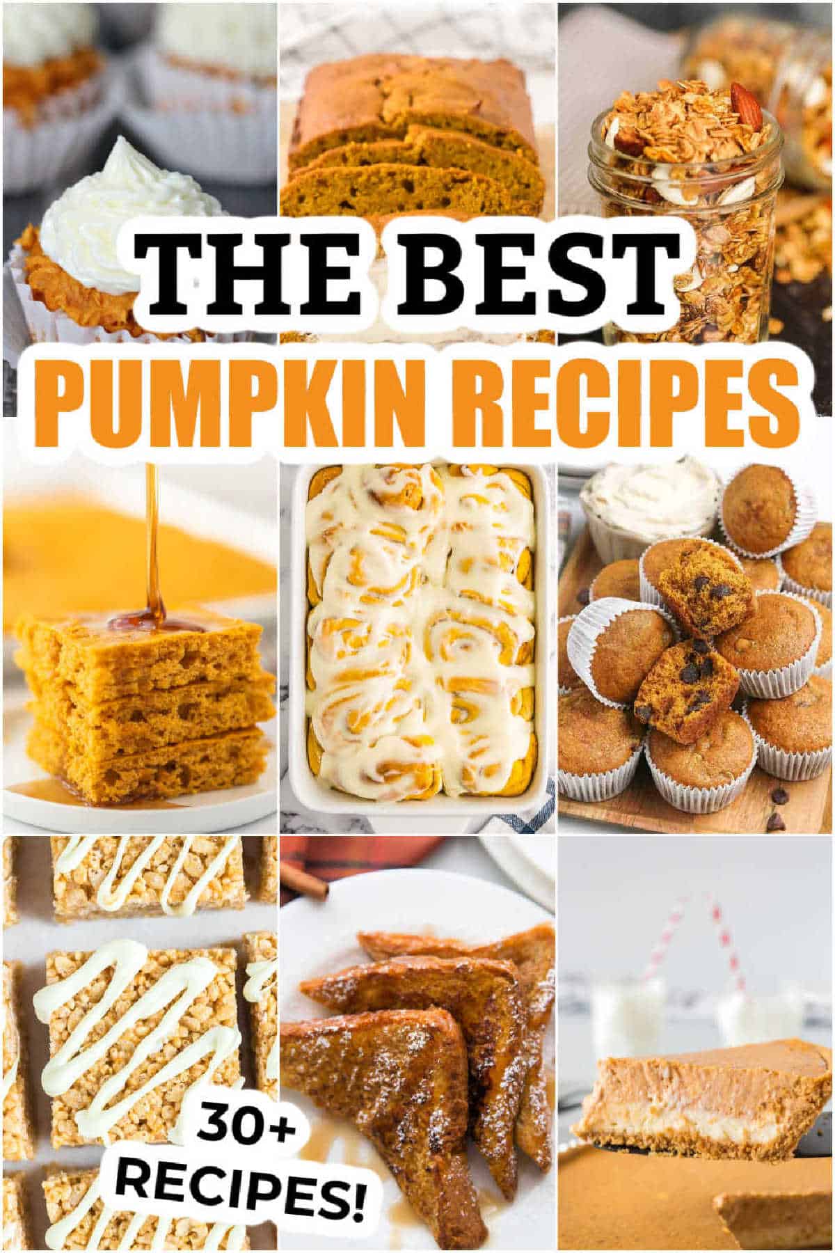 If you love all things pumpkin, we have all of the easiest and the best pumpkin recipes for you to try! Find over 30 easy pumpkin recipes that are perfect for Fall baking. These recipes includes healthy recipes, savory recipes and sweet dessert recipes that everyone will love! #eatingonadime #pumpkinrecipes #fallrecipes #pumpkin 
