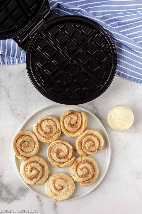 Ingredients needed for this recipe: Waffle Iron, Cinnamon Rolls and Icing 