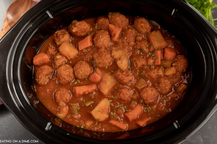 Crock pot meatball stew. 
