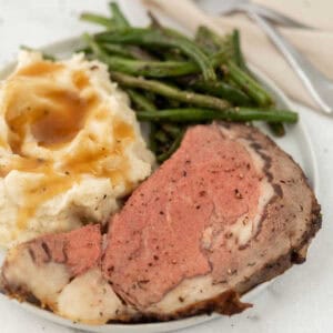 Prime Rib on a plate ready to enjoy.