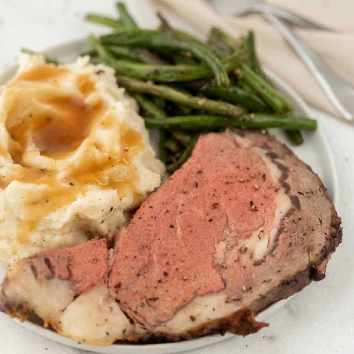 Prime Rib on a plate ready to enjoy.