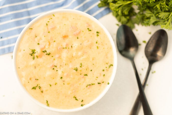 Bowl of potato soup. 
