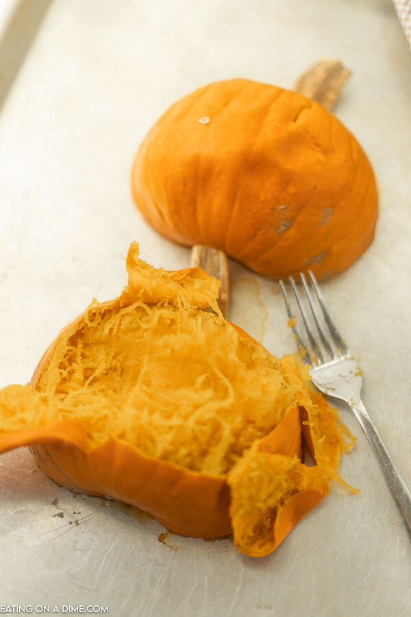 cooked pumpkin with the skin being taken of.
