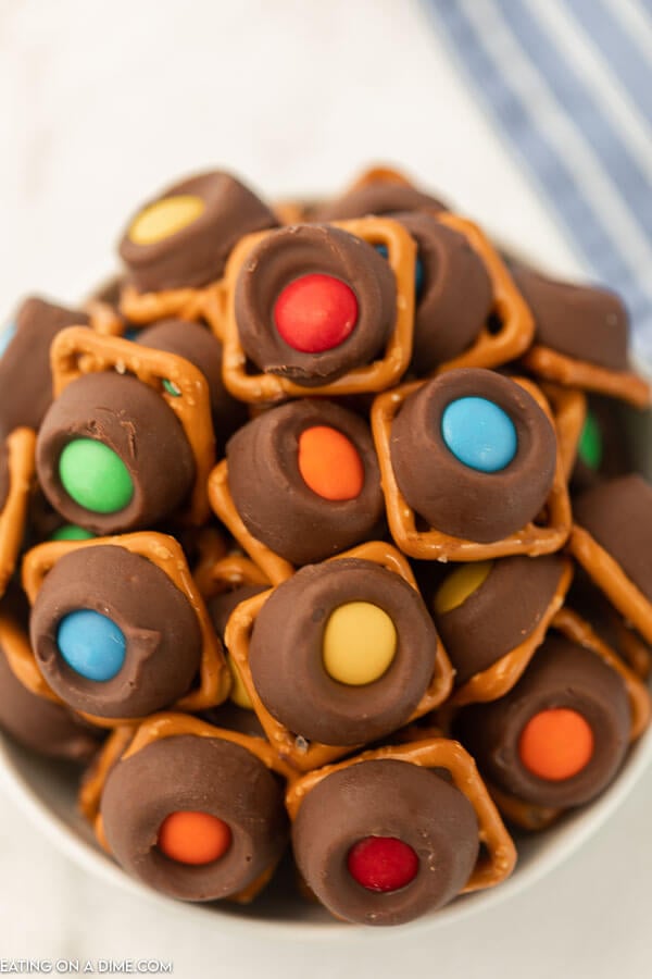 Close up image of Rolo Pretzel Bites. 