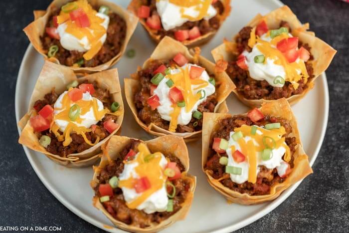 Wonton Taco Cups Recipe - Easy wonton taco cups