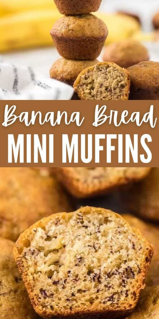 Try these easy Banana bread mini muffins for an affordable and delicious breakfast idea. These mini banana muffins are easy to make and moist too.  You’ll love this healthy mini muffin recipe that is an easy breakfast recipe.  #eatingonadime #muffinrecipes #bananabread #breakfastrecipes 
