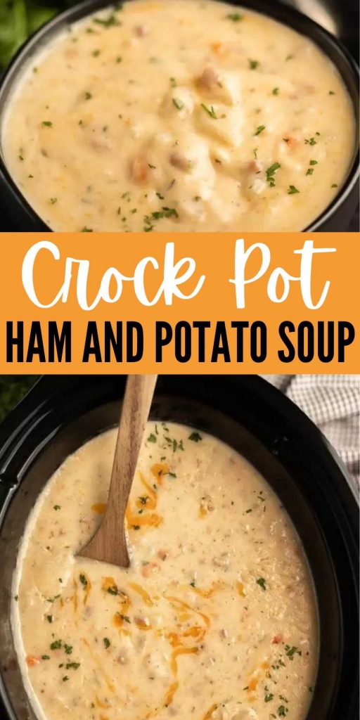 If you need an easy meal idea everyone will love, try Crockpot Ham and Potato Soup Recipe. Turn leftover ham into a rich and creamy soup. This Easy Ham Potato Soup is delicious and simple to make in a slow cooker.  Everyone loves Crock Pot Potato Soup with Ham.  #eatingonadime #souprecipes #crockpotrecipes #slowcookerrecipes 
