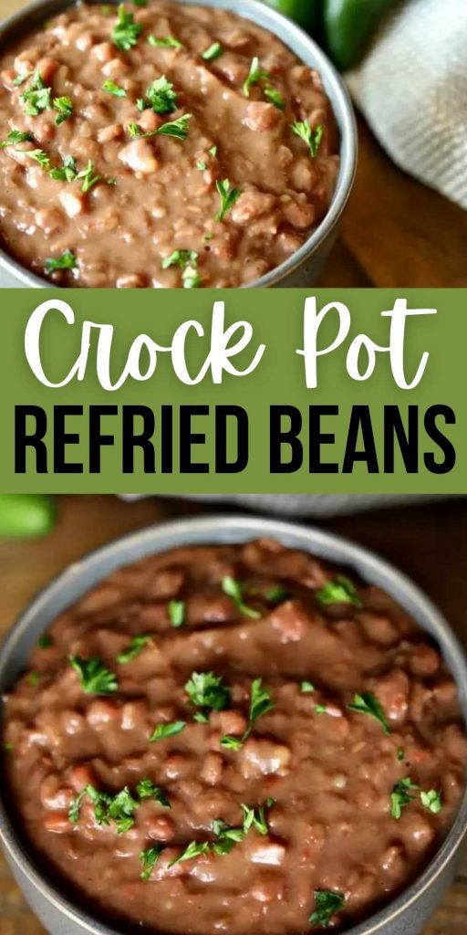 Learn how to make refried beans by cooking them in the crockpot! It is so easy to make authentic Crock Pot refried beans and saves a ton of money too.  You will love these homemade slow cooker refried beans.  #eatingonadime #crockpotrecipes #sidedishes #beans 
