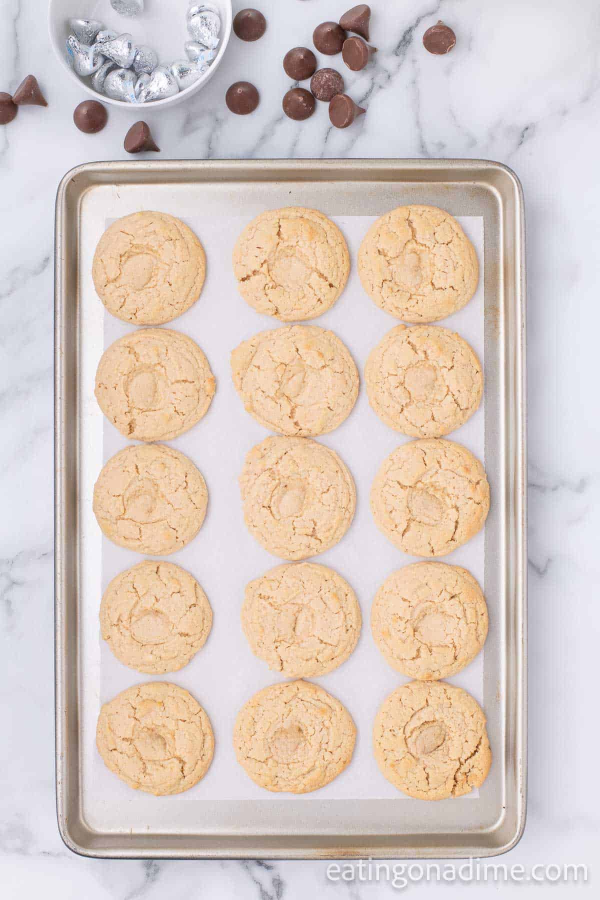 Baked cookies on a baking sheet