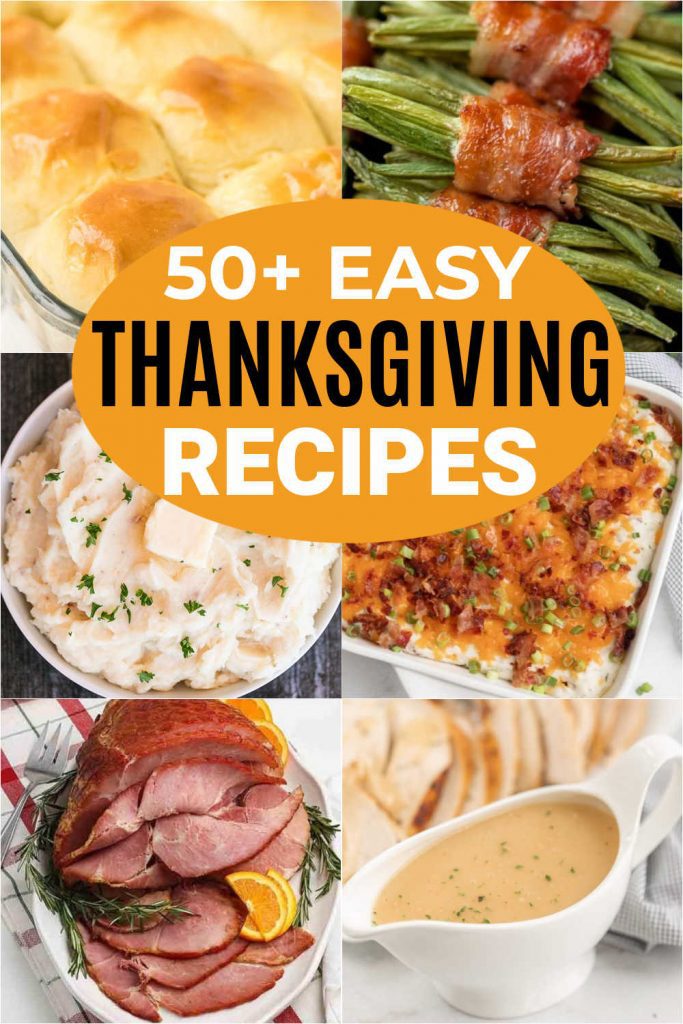 No need to search endlessly for traditional Thanksgiving dinner ideas. We have compiled Easy Thanksgiving dinner recipes sure to be a hit at any party.  Check out our favorite appetizers, turkey, ham, side dish recipes, potato recipes and dessert recipes to make the best and the easiest Thanksgiving dinner.  #eatingonadime #thanksgiving #thanksgivingrecipes #holidayrecipes 
