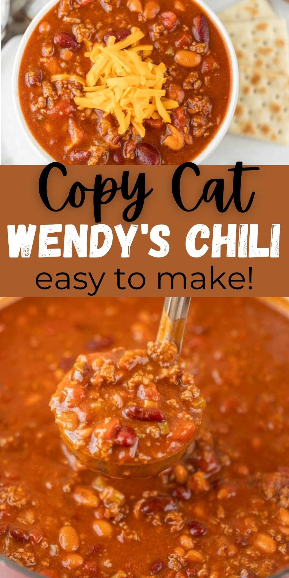 This simple Wendy's Chili Recipe is easy to make and the best copycat recipe.  The entire family will love this easy copycat chili recipe that tastes just like the one from Wendy’s!  #eatingonadime #chilirecipes #copycatrecipes 

